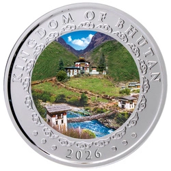 Bhutan: Lunar Rok Konia kolorowany 1 uncja Srebra 2026 Proof