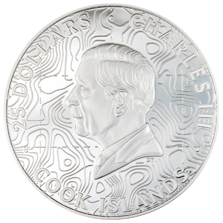 Cook Islands: Topography - Hawaii kolorowany 5 uncji Srebra 2024 Proof