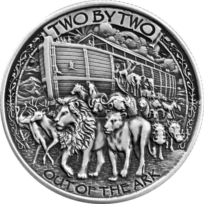 Noah's Ark 1 uncja Srebra Antiqued Round Coin