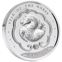 Bhutan: Lunar Rok Konia kolorowany 5 uncji Srebra 2026 Proof