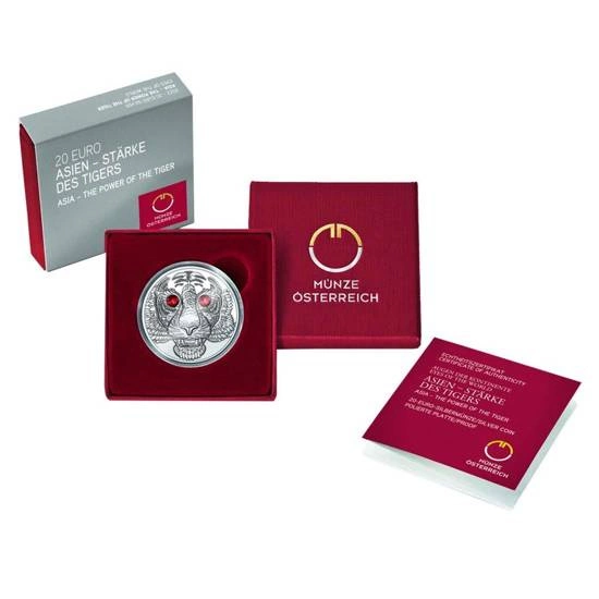Asia - The Power of the Tiger 20 Euro Srebro 2022 Proof