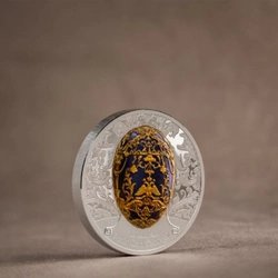 Mongolia: Peter Carl Fabergé – Tsarevich Egg kolorowany 2 uncje Srebra 2023 Proof High Relief