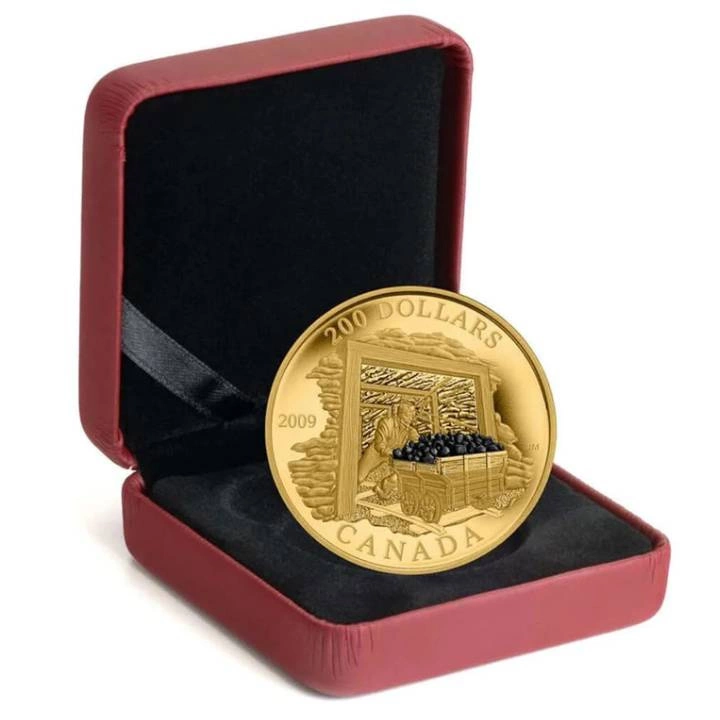 Canada: Coal Mining Trade kolorowany $200 Złoto 2009 Proof