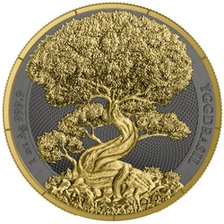 Mythical Forest: Yggdrasil Goldenleaf pozłacana 1 uncja Srebra 2025 Black Ruthenium