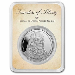 Founders of Liberty: Benjamin Franklin - Free Speech 1 uncja Srebra 2022 Slab