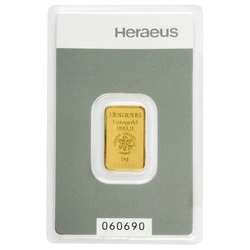 Sztabka Heraeus 5 gramów Złota LBMA GD Refiner