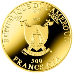 Cameroon: Mistrz Santo Spirito - Madonna z Dzieciątkiem i dwoma Aniołami kolorowana, pozłacana Srebro 2022 Proof