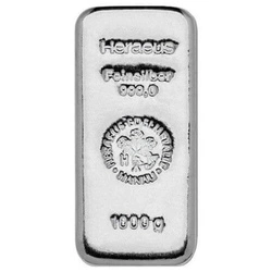 Sztabka Heraeus 1000 gramów Srebra LBMA GD Refiner