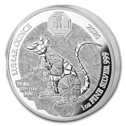 Rwanda: Lunar - Rok Szczura 1 uncja Srebra 2020 Proof