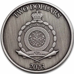 Niue: Heroes of Greek Mythology - Hercules 1 uncja Srebra 2023 Antiqued Coin