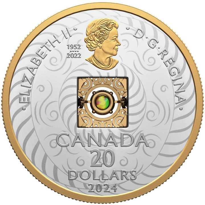 Canada: Dancing Ammolite - Elements of Nature "Air" pozłacany $20 Srebro 2024 Proof