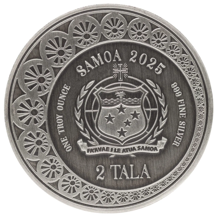 Samoa: Mermaid & Pearl 1 uncja Srebra 2025 Antiqued Coin