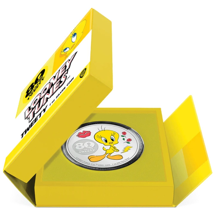 Niue: Tweety 80th Anniversary kolorowany 1 uncja Srebra 2022 Proof
