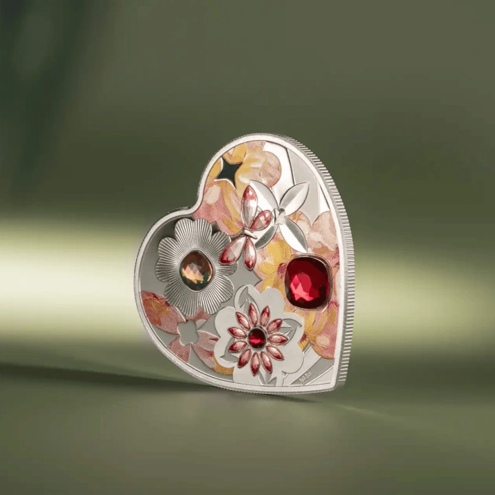 Cook Islands: Brilliant Love – Blossom kolorowany 20 gramów Srebra 2026 Crystal Proof