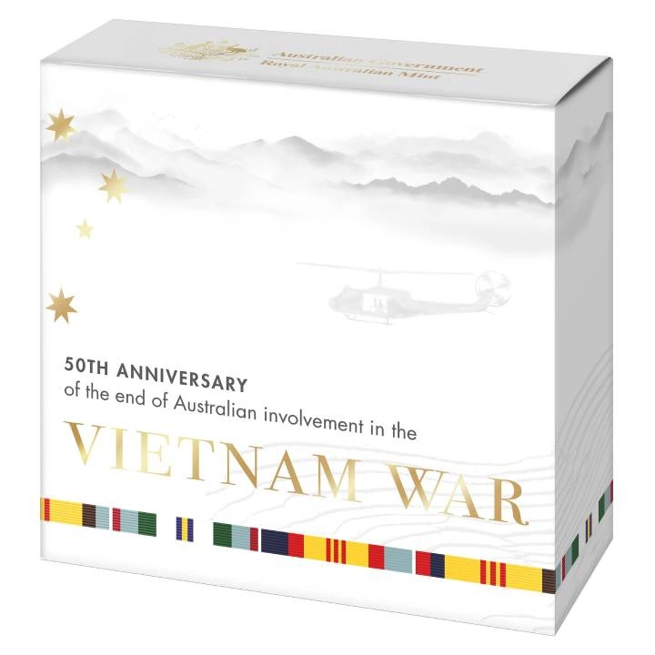 50th Anniversary of the End of Australia's Involvement in the Vietnam War kolorowany $2 Srebro 2023 Proof "C" Mintmark