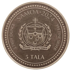 Samoa: Year of the Dragon 2 uncje Srebra 2024 Antiqued Coin 