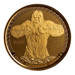 Congo: Goryl srebrnogrzbiety 1 uncja Złota 2022 Proof