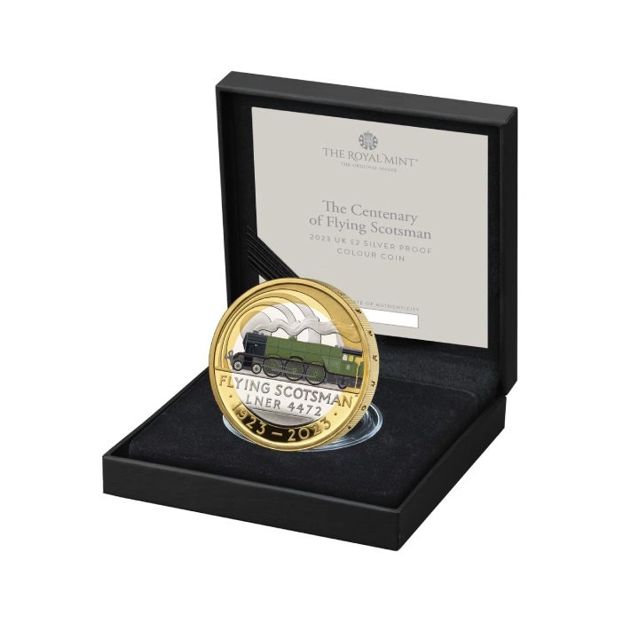 The Centenary of the Flying Scotsman £2 pozłacany, kolorowany Srebro 2023 Proof