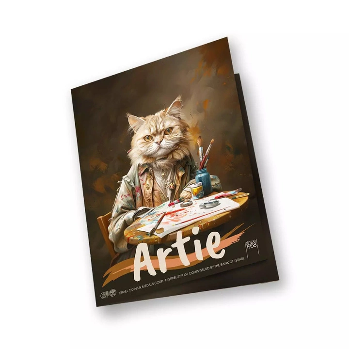Sztabka The Holy Land Mint - Human Cats - Artie kolorowana 1 uncja Srebra 2025
