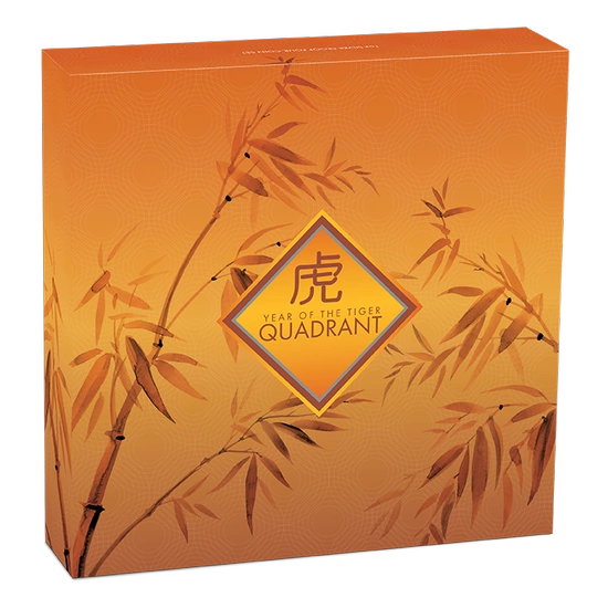 Tuvalu: Rok Tygrysa Quadrant kolorowany 1 uncja Srebra 2022 Proof