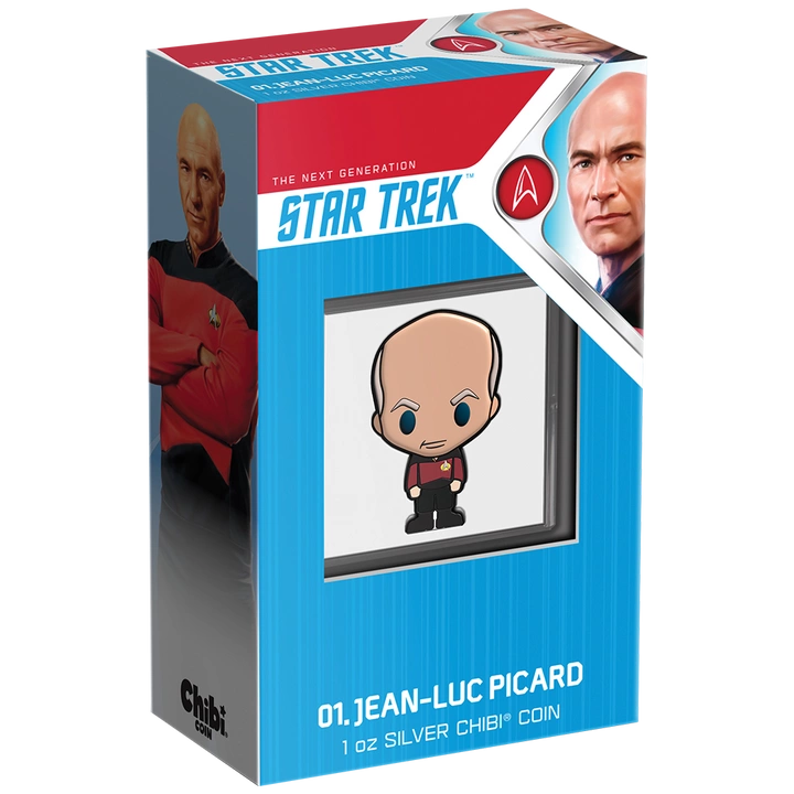 Niue: Star Trek - Jean-Luc Picard Chibi Coin kolorowany 1 uncja Srebra 2022 Proof