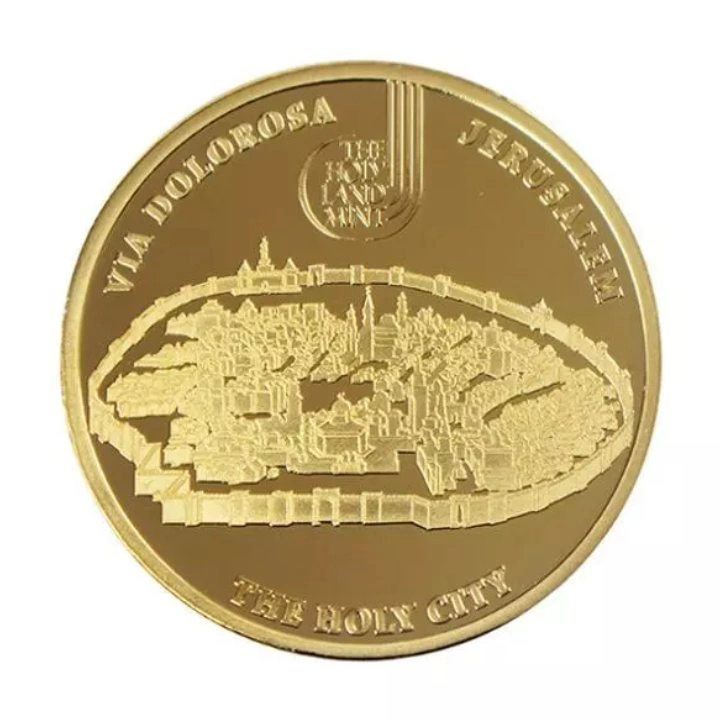 Zestaw 14 monet: Via Dolorosa kolorowany, pozłacany Brąz 2016 Prooflike