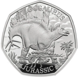  Dinosaurs: Iconic Specimens - Stegosaurus 50p Srebro 2024 Proof 