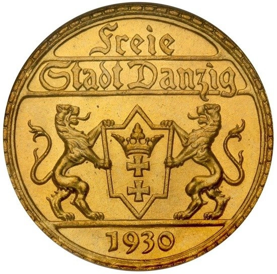 Wolne Miasto Gdańsk 25 Guldenów 1930 MS65 NGC