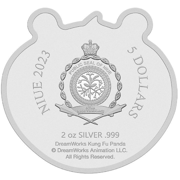 Niue: Kung Fu Panda - Po kolorowany 2 uncje Srebra 2023 Ultra High Relief Shaped Coin