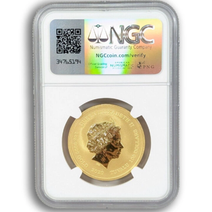 Tuvalu: James Bond 007 1 uncja Złota 2020 MS70 NGC