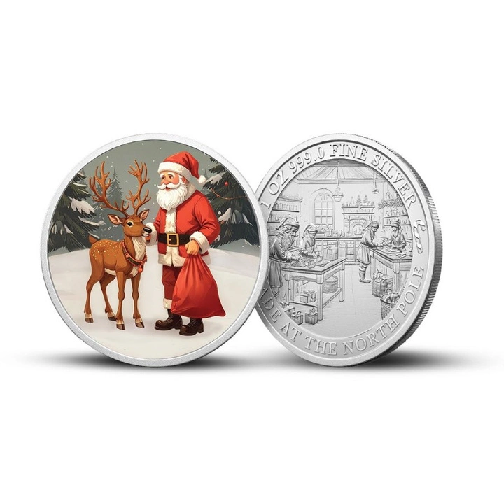Santa’s Workshop kolorowany 1 uncja Srebra 2025 Proof