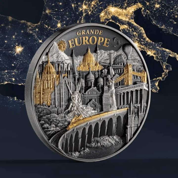 Cook Islands: Hidden Treasure – Grande Europe pozłacany 3 uncje Srebra 2025 Antiqued High Relief