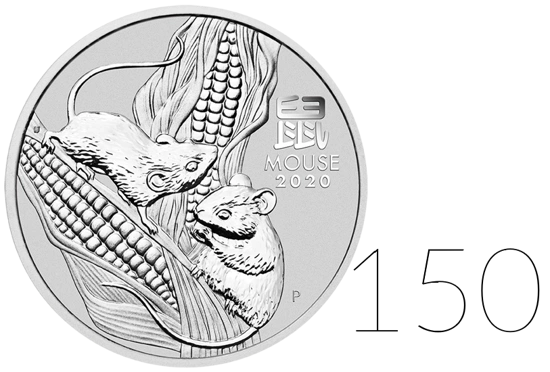 Lunar III: Rok Myszy 2 uncje Srebra PAKIET 150 SZTUK 2020