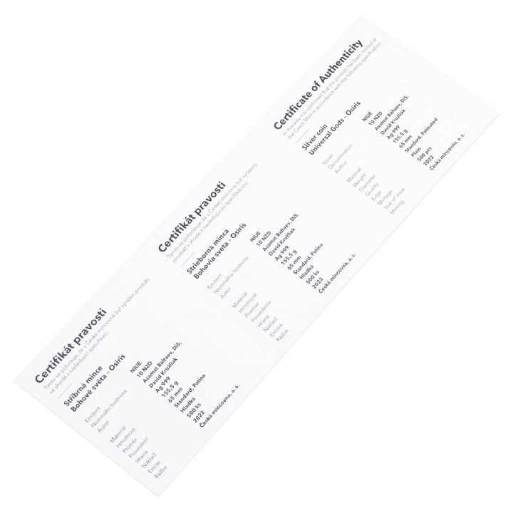 Niue: Universal Gods - Osiris 5 uncji Srebro 2022