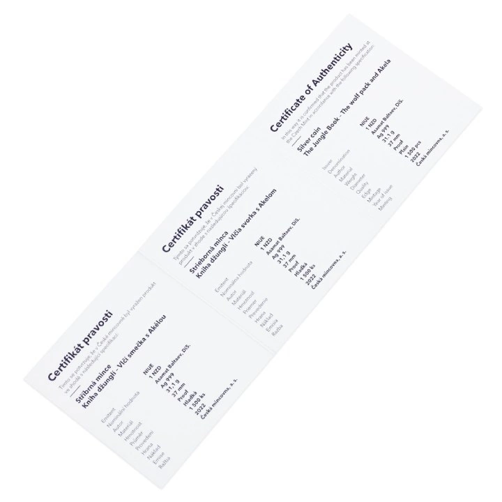 Niue: The Jungle Book - The Wolf Pack and Akela $1 Srebro 2022 Proof