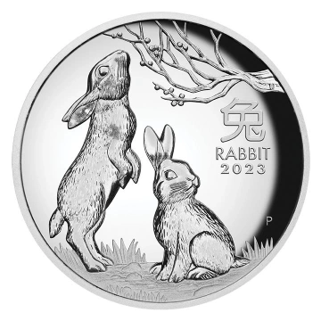 Perth Mint: Lunar III - Rok Królika 1 uncja Srebra 2023 Proof High Relief