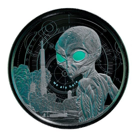 Ghana: Alien kolorowany 1 uncja Srebra 2021 Proof