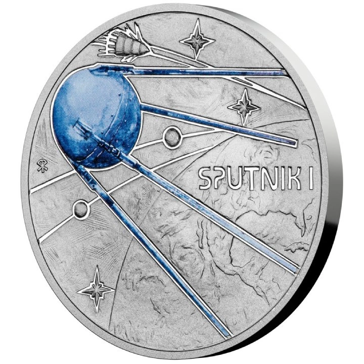Niue: The Milky Way - The First Artificial Satellite kolorowany $1 Srebro 2022 Proof