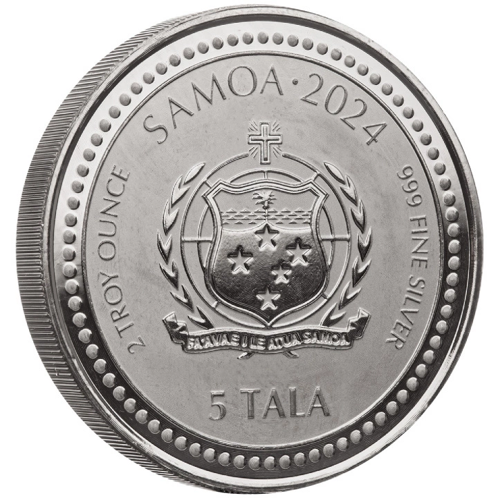 Samoa: Year of the Dragon 2 uncje Srebra 2024 Black Rhodium