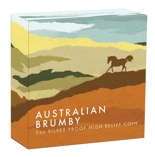 Australijski dziki koń - Brumby 2 uncje Srebra 2021 High Relief Proof