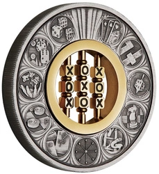 Tuvalu: Tic-Tac-Toe 2 uncje Srebra 2022 Antiqued Insert Macro Mood