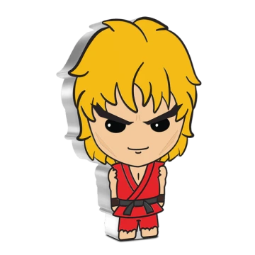 Niue: Street Fighter - Ken Masters Chibi Coin kolorowany 1 uncja Srebra 2021 Proof