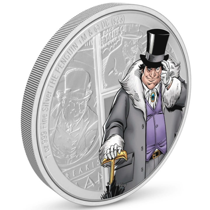 Niue: DC Villains - The Penguin kolorowany 1 uncja Srebra 2023 Proof