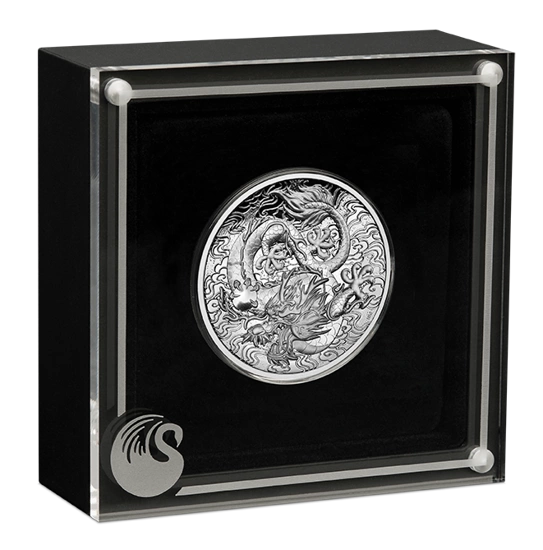 Chinese Myths and Legends: Dragon 2 uncje Srebra 2021 Proof High Relief