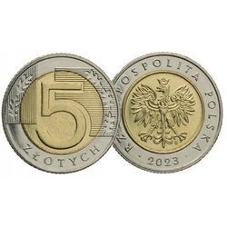 Narodowy Bank Polski 5 zł z Woreczka Menniczego Moneta z 2023 UNC