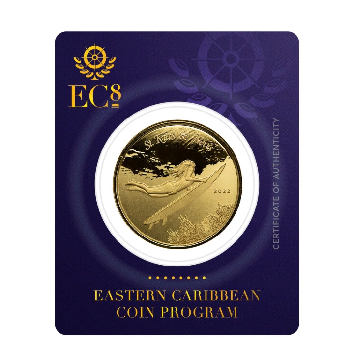 St. Kitts & Nevis: Underwater Surfer 1 uncja Złota 2022