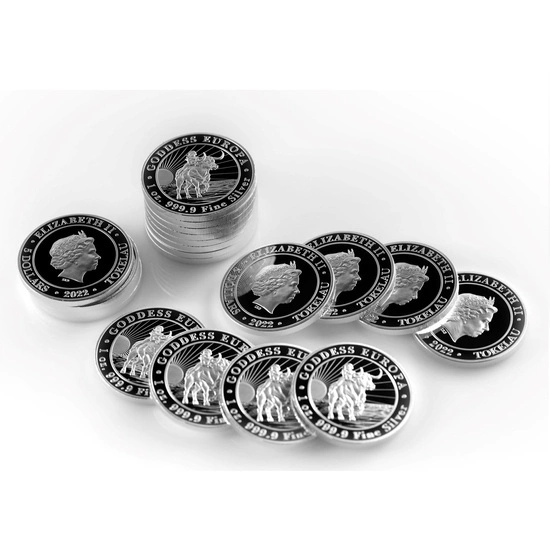 Tokelau: Goddess Europa 1 uncja Srebra 2022