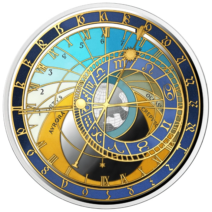 Malta: Prague - City Clocks kolorowany 1 uncja Srebra 2025 Proof