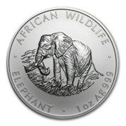 African Wildlife: Słoń 1 uncja Srebra 2000