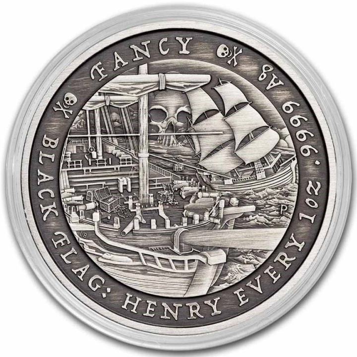 Tuvalu: Black Flag - The Fancy 1 uncja Srebra 2023 Antiqued Coin